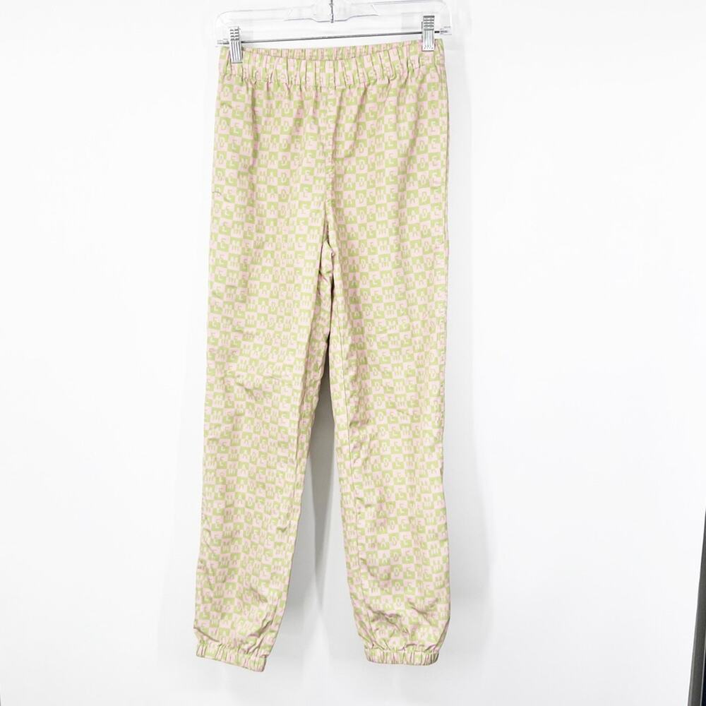 MadeMe Checkered Logo Track Pants Pink Green